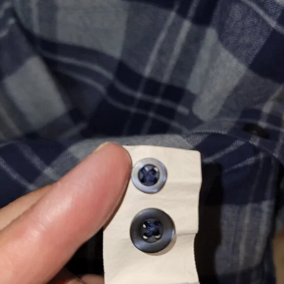 Nordstrom Men's Shop Slim Fit Flannel Long Sleeve Shirt Medium Blue / Grey Plaid - Picture 13 of 15